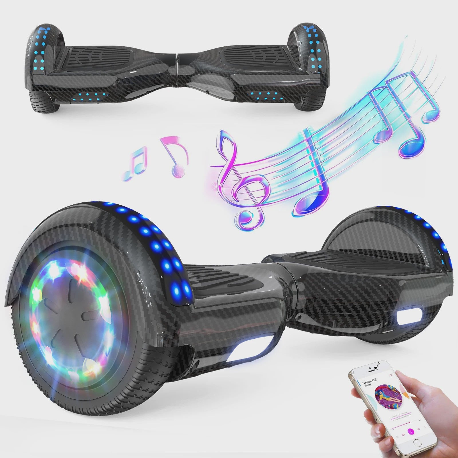 RCB Hoverboard 6.5 Inch Zelfbalancerend Elektrisch voor Kinderen & Volwassenen met Bluetooth en LED Verlichting