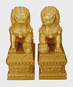 Chinese Geluks Leeuw Standbeeld - Feng Shui Decoratie Beeldje van Resin