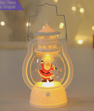 Draagbare LED Kerst Lantaarn met Kerstman & Sneeuwpop - Sfeervolle Binnen Decoratie op Batterijen