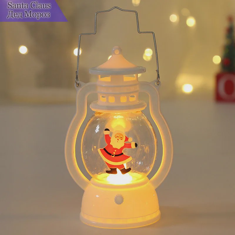 Draagbare LED Kerst Lantaarn met Kerstman & Sneeuwpop - Sfeervolle Binnen Decoratie op Batterijen