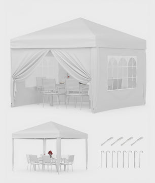 3x3m Pop-Up Partytent met 4 Zijwanden - Waterdicht, UV50+ en Draagbaar