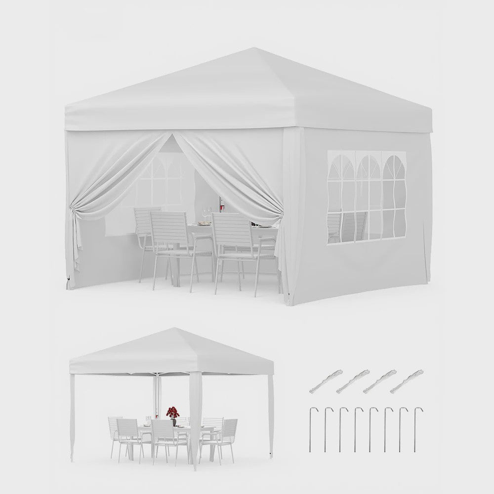 3x3m Pop-Up Partytent met 4 Zijwanden - Waterdicht, UV50+ en Draagbaar