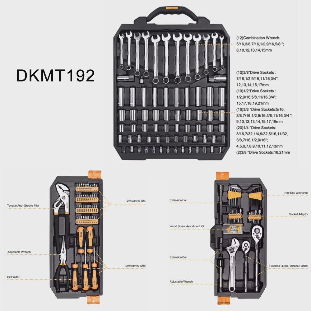 DEKO 100+ Delige Multifunctionele Gereedschapskist met Ratel, Tangen, Hamer en Meer