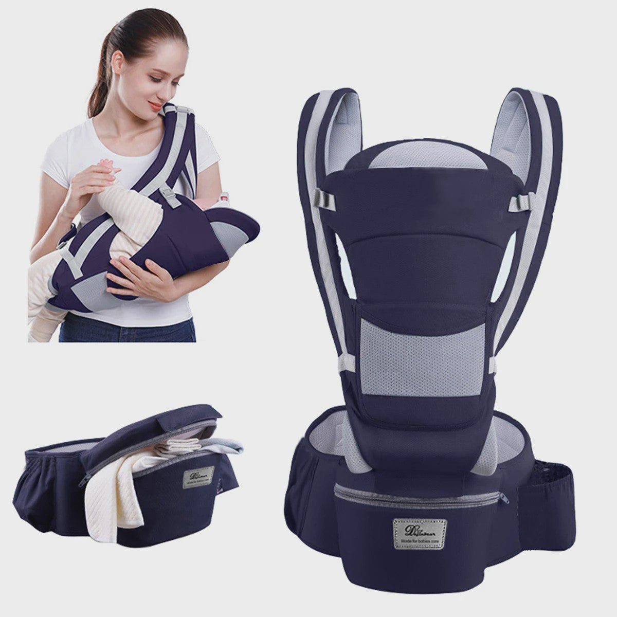 Ergonomische Baby Draagzak - Heupzitje, Rugdrager & Wikkeldoek voor Baby's