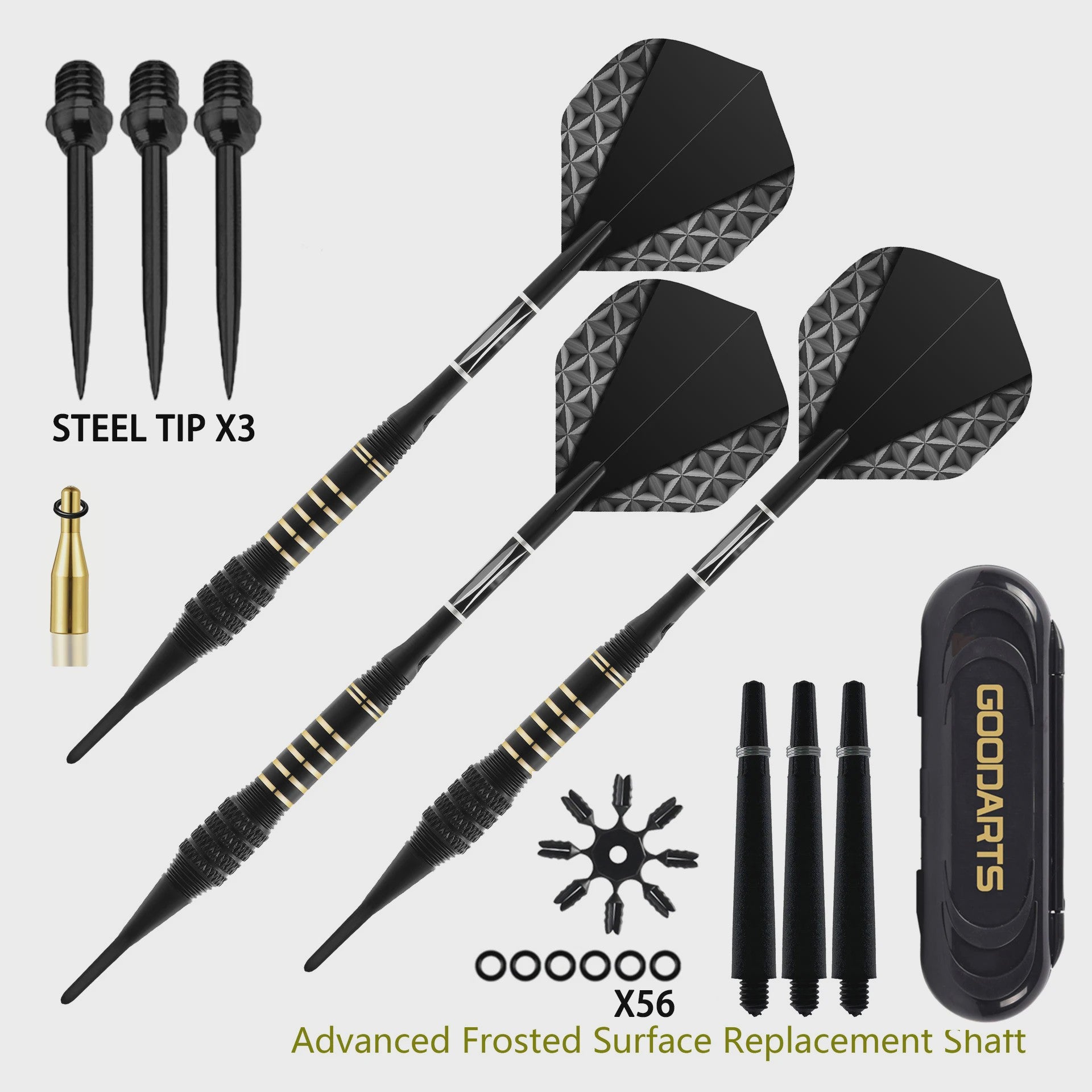 TRALOW Professionele Dartset: Wisselbare Stalen & Zachte Tips voor Ultieme Flexibiliteit