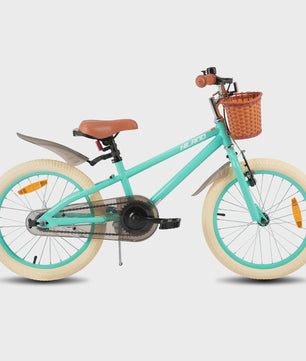 Hiland Kinderfiets 14, 16, 18 Inch - Meisjesfiets Groen/Roze met Mandje en Stabilisatoren