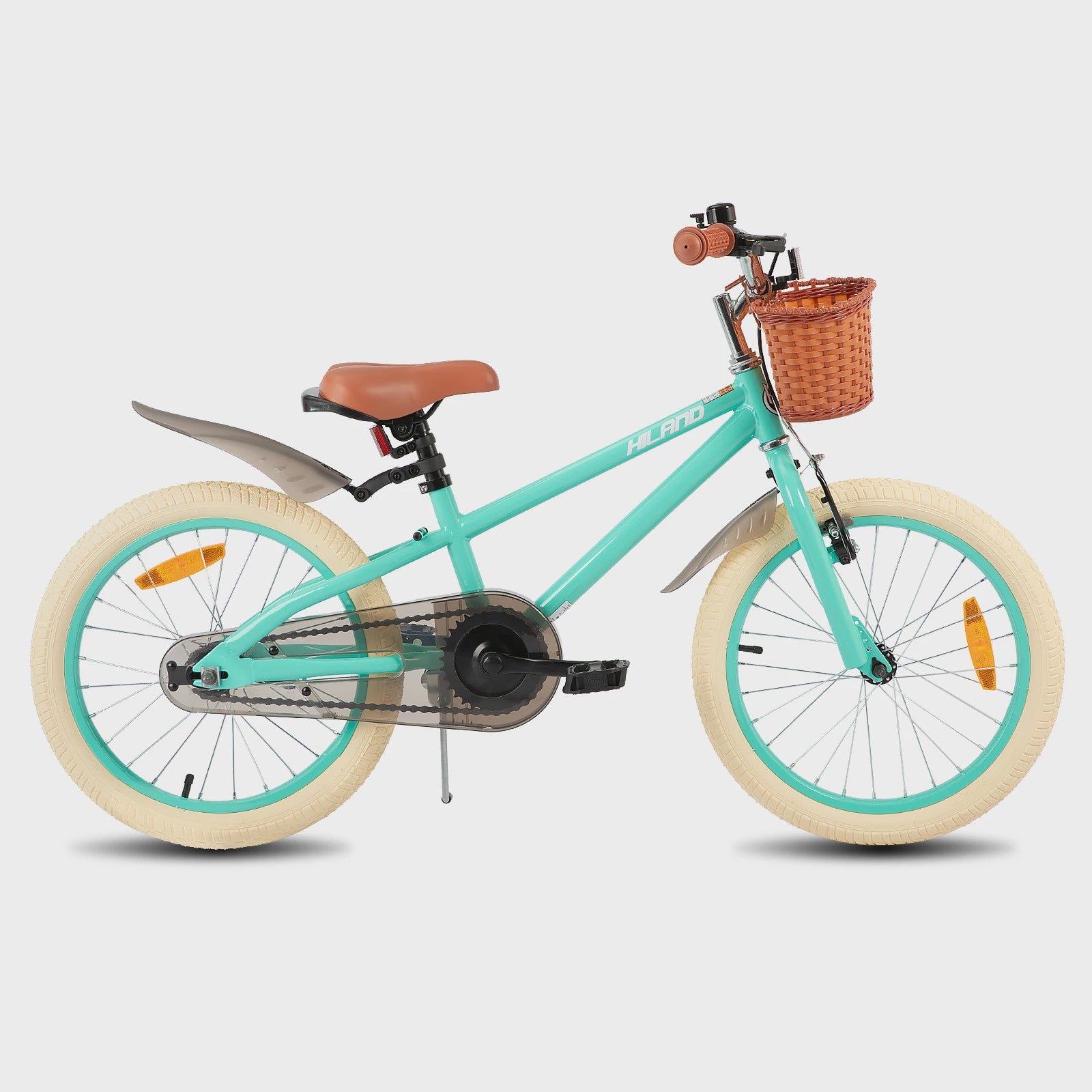 Hiland Kinderfiets 14, 16, 18 Inch - Meisjesfiets Groen/Roze met Mandje en Stabilisatoren