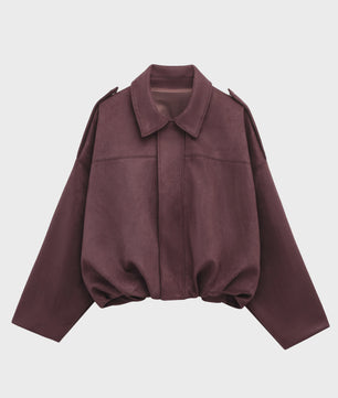 Dames Vintage Suède Bomberjack - Bruin/Groen - Loose Fit Casual Jas