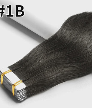 Remy Tape-in Hair Extensions - 100% Echt Menselijk Haar, Natuurlijk Zwart, Naadloos