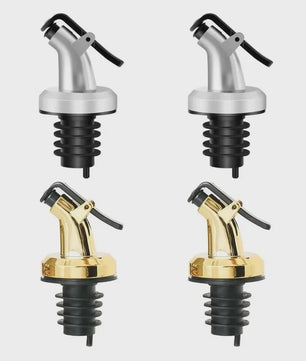 Set van 4x Wijnfles Stop & Olijfolie Schenktuit - Lekvrije Keuken Bar Accessoires