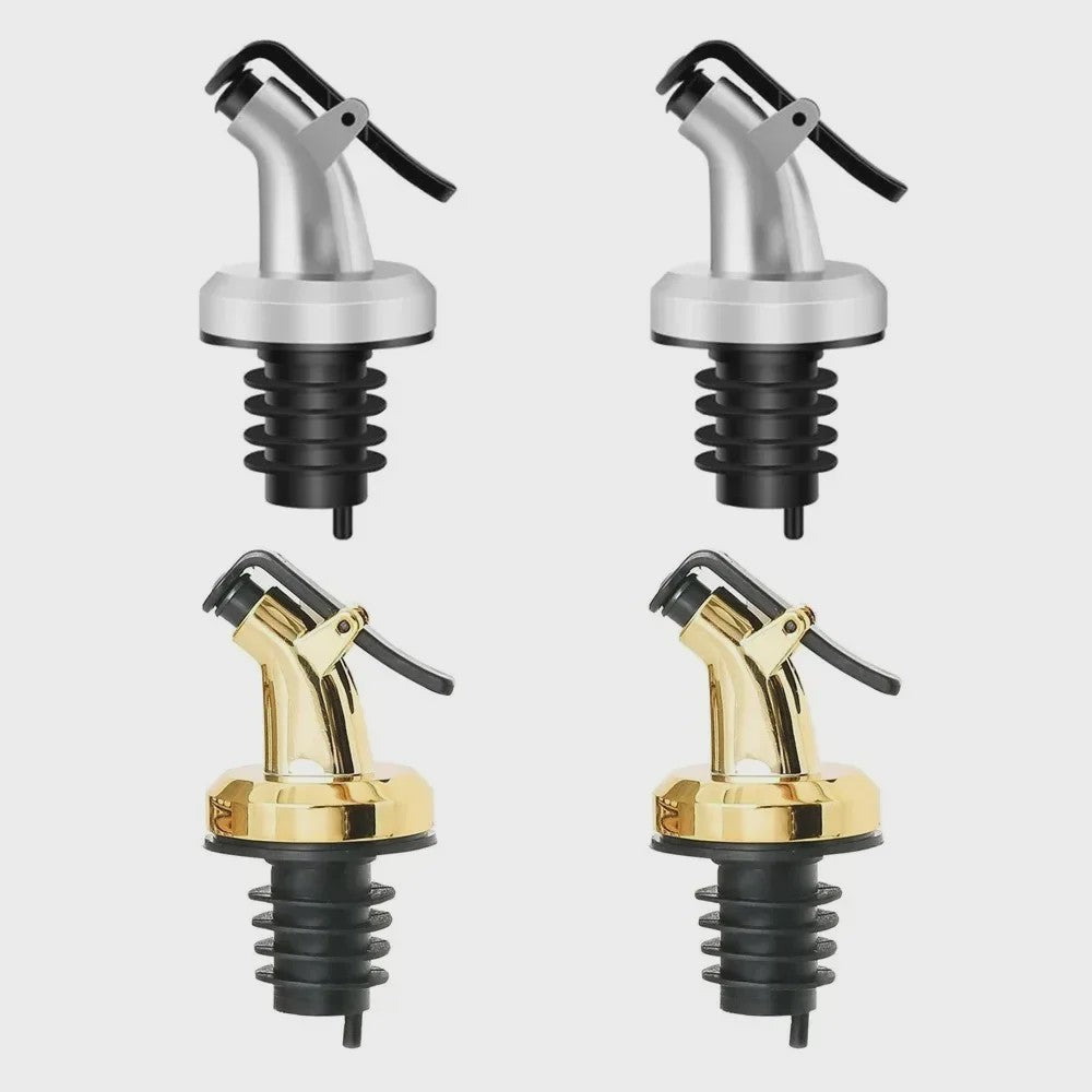 Set van 4x Wijnfles Stop & Olijfolie Schenktuit - Lekvrije Keuken Bar Accessoires