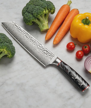Professioneel Damascus Koksmes - 67 Lagen Staal, Ergonomisch G10 Handvat, Inclusief Cadeaubox