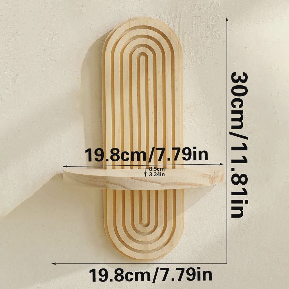 Houten Wandplank met Boogontwerp - Decoratieve Plank voor Planten & Kaarsen