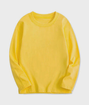 Kinder T-shirt met Lange Mouwen van Katoen - Uni Kleur Basis T-shirt voor Jongens en Meisjes - Perfect voor de Lente