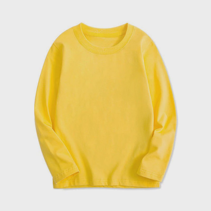 Kinder T-shirt met Lange Mouwen van Katoen - Uni Kleur Basis T-shirt voor Jongens en Meisjes - Perfect voor de Lente
