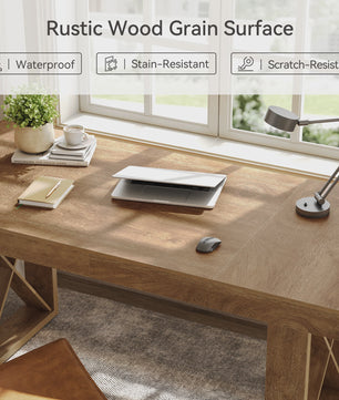 Eettafel 63 Inch Farmhouse Stijl - Bruin Hout - Geschikt voor 4-6 Personen
