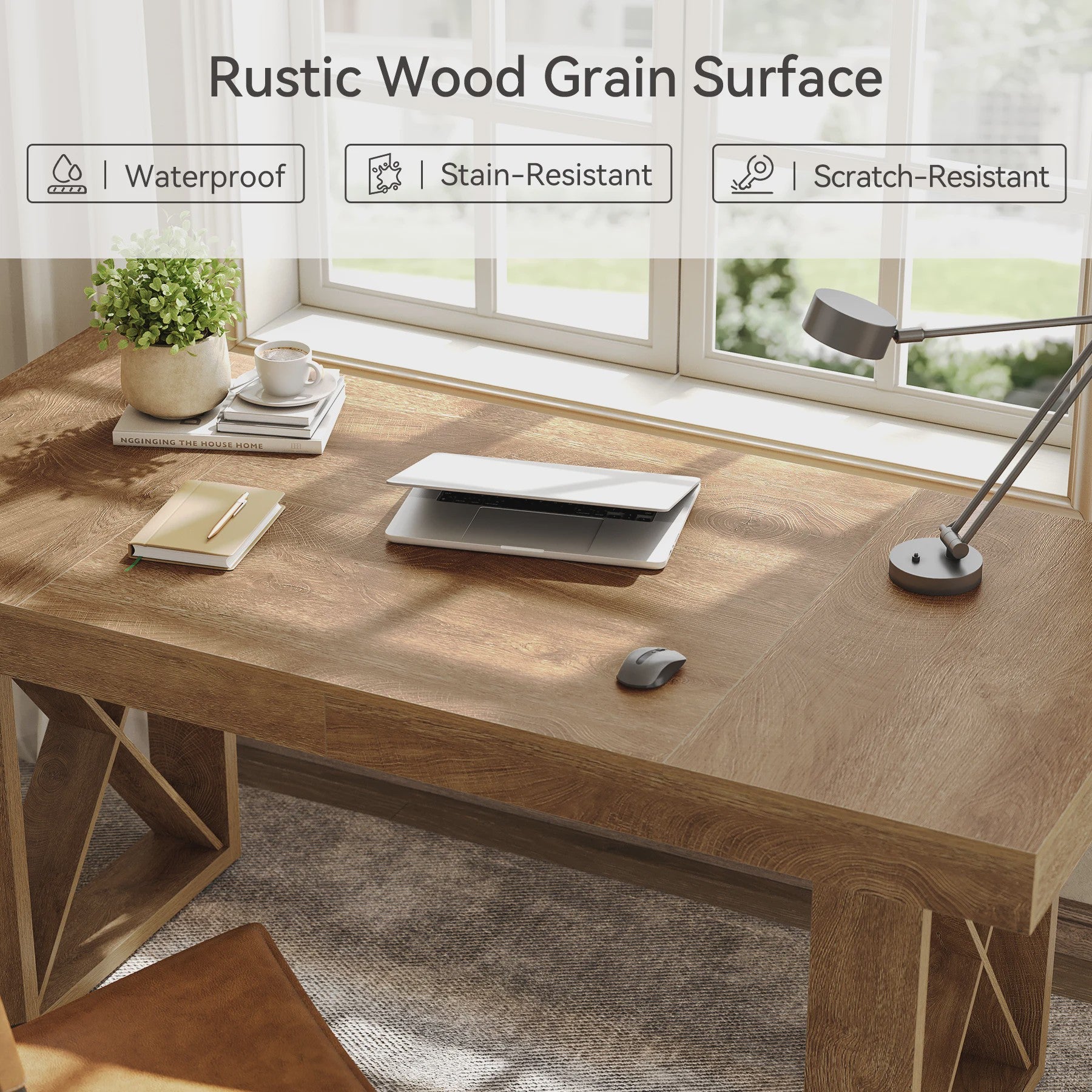Eettafel 63 Inch Farmhouse Stijl - Bruin Hout - Geschikt voor 4-6 Personen
