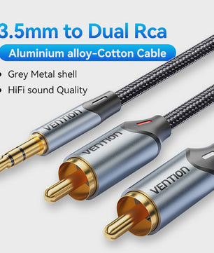 Vention 3.5mm Jack naar 2 RCA Audiokabel - HiFi Stereo AUX Kabel voor Home Theater & Versterkers