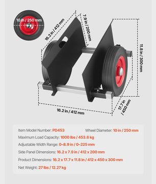 Paneel Dolly met Pneumatische Wielen - 272 kg Draagvermogen