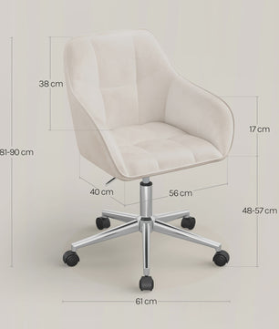 Velours bureaustoel met hoge rugleuning, draaibaar en in hoogte verstelbaar - Comfortabel en Ergonomisch