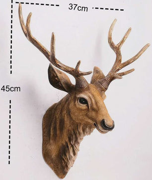 Decoratieve Hertenkop Wanddecoratie - 17 Inch, Handgemaakt Hars Kunst