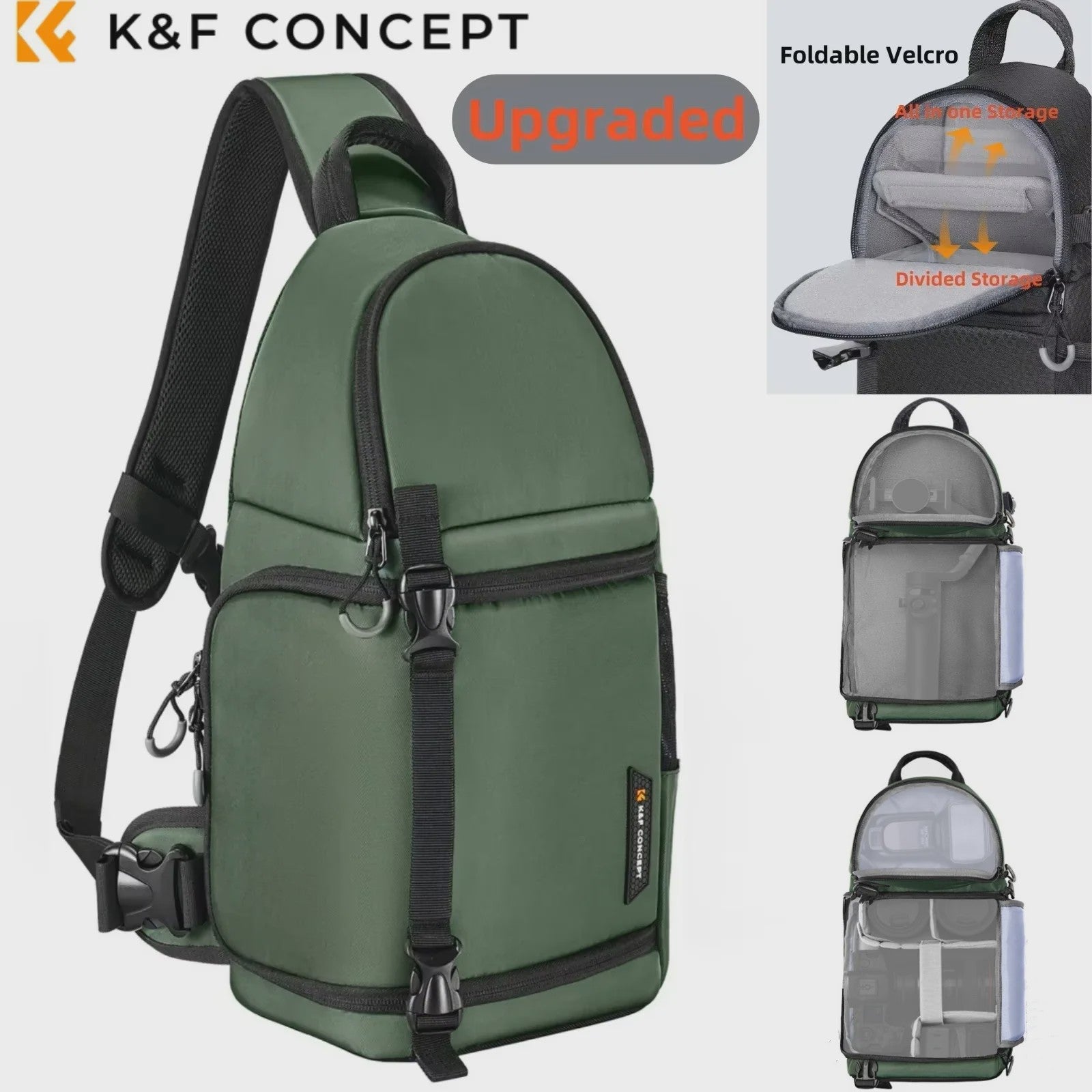 K&F CONCEPT 10L Waterdichte Camera Sling Backpack - Fotografie Rugzak voor DSLR/Mirrorless