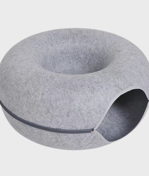 Ronde Katten Tunnel Nest - Comfortabel Vilt Bed en Speelhuisje