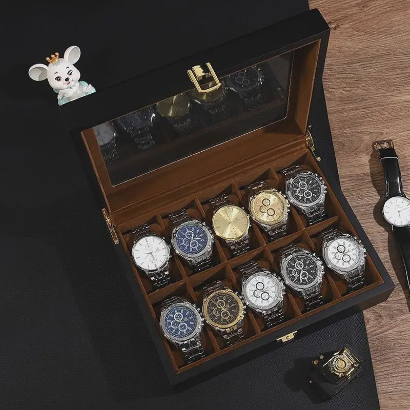 Luxe Houten Horlogedoos met 6, 10 of 12 Vakken - Handgemaakt Sieraden Opbergdoos Display