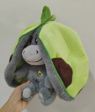 Aardbei Ezel Pluche Knuffel - Veranderbaar & Slaap Poppetje (30cm) - Kinder Cadeau