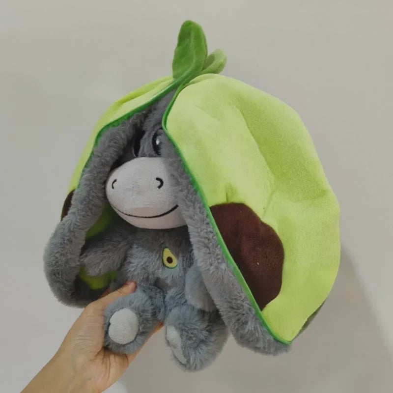 Aardbei Ezel Pluche Knuffel - Veranderbaar & Slaap Poppetje (30cm) - Kinder Cadeau