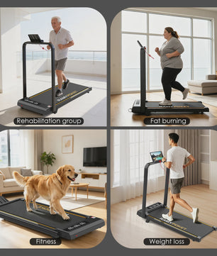 RAMYPOKET Opvouwbare Walking Pad Loopband met 9% helling, 2.5PK, 1-10 km/u, APP & LED, max 150kg