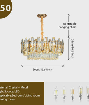 Luxe Gouden Kristallen Plafondlamp LED - 3 Kleuren Dimbaar - Hanglamp voor Eetkamer