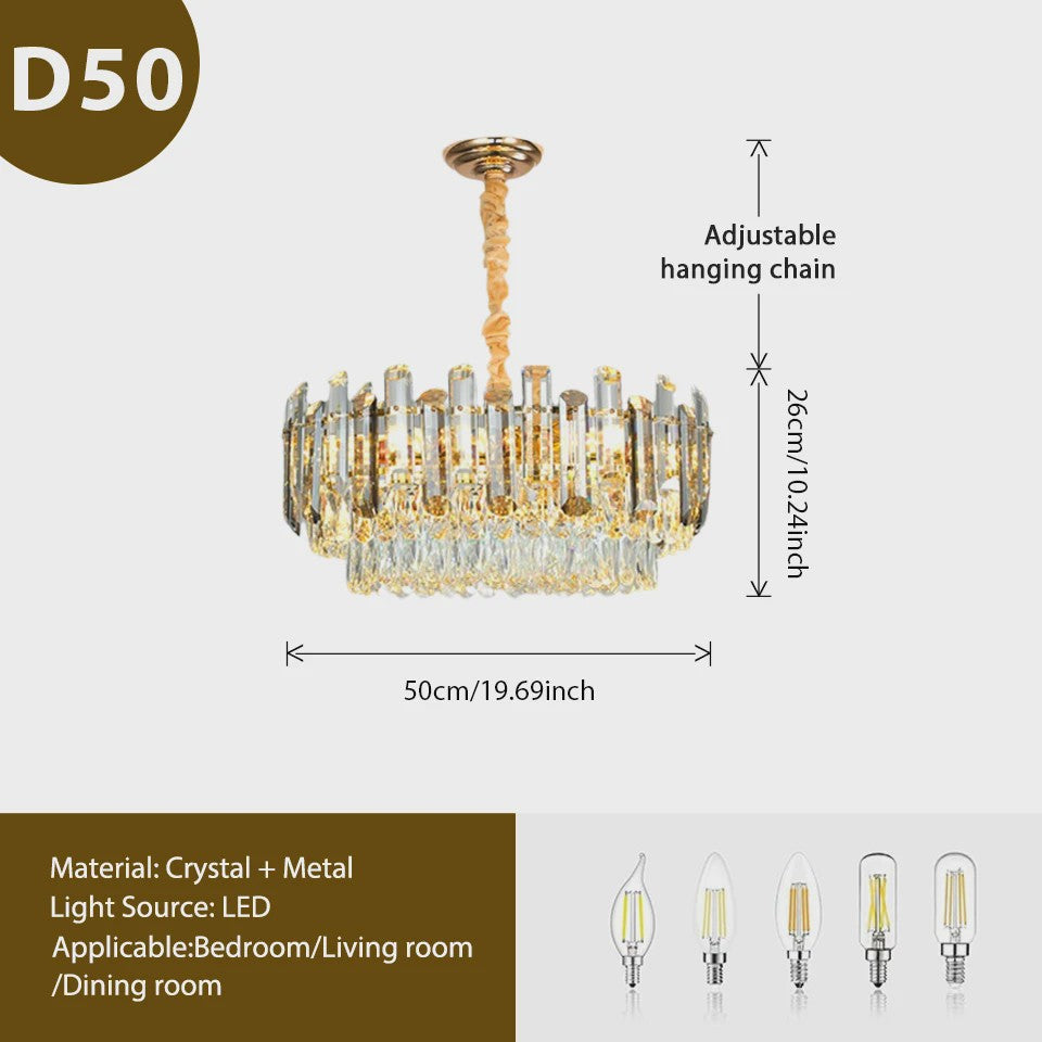 Luxe Gouden Kristallen Plafondlamp LED - 3 Kleuren Dimbaar - Hanglamp voor Eetkamer