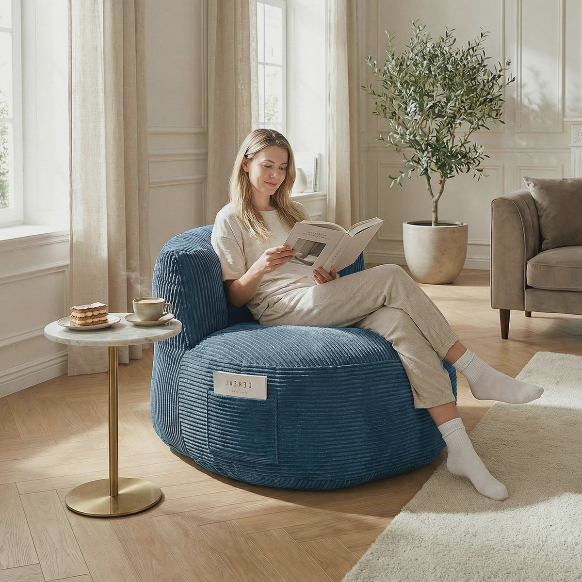 Comfortabele Corduroy Beanbag Fauteuil - Zachte Zitzak Bank voor Volwassenen