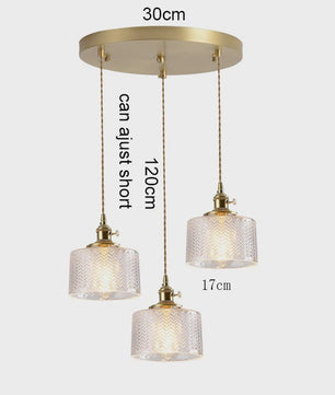 Vintage Groene Glazen Hanglamp - Nordic Stijl, Koperen Accent