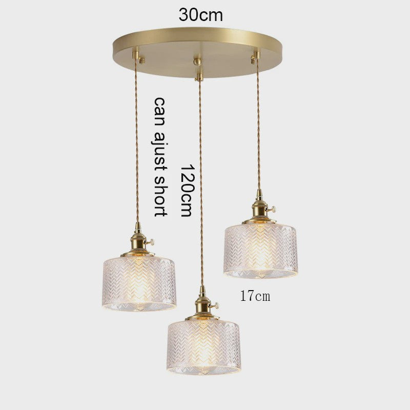 Vintage Groene Glazen Hanglamp - Nordic Stijl, Koperen Accent