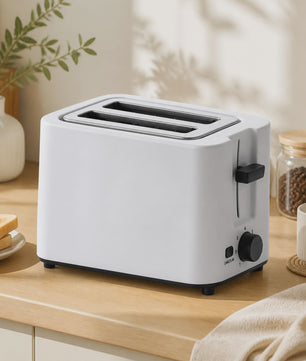 Wit 2-Slots Broodrooster 700W met Brede Sleuven en Kruimellade