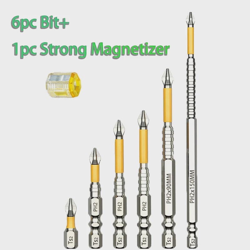 PH2 Magnetische Schroefbit Set - Anti-slip & Hoge Hardheid - Diverse Lengtes (25-150mm) - S2 Staal