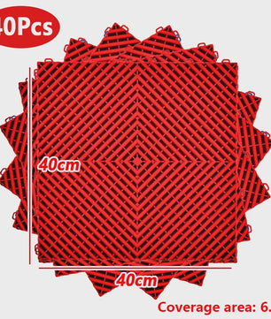 40x40cm Garage Vloertegels - 40 Stuks Set - Interlocking Polypropyleen - Zwart/Rood
