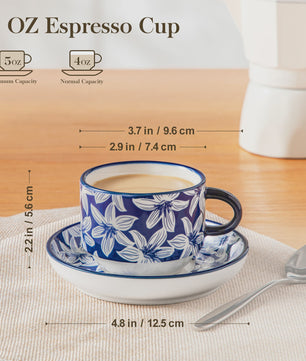 Vancasso Porseleinen Espressokopjes Set met Schoteltjes en Metalen Standaard (6/12 stuks)