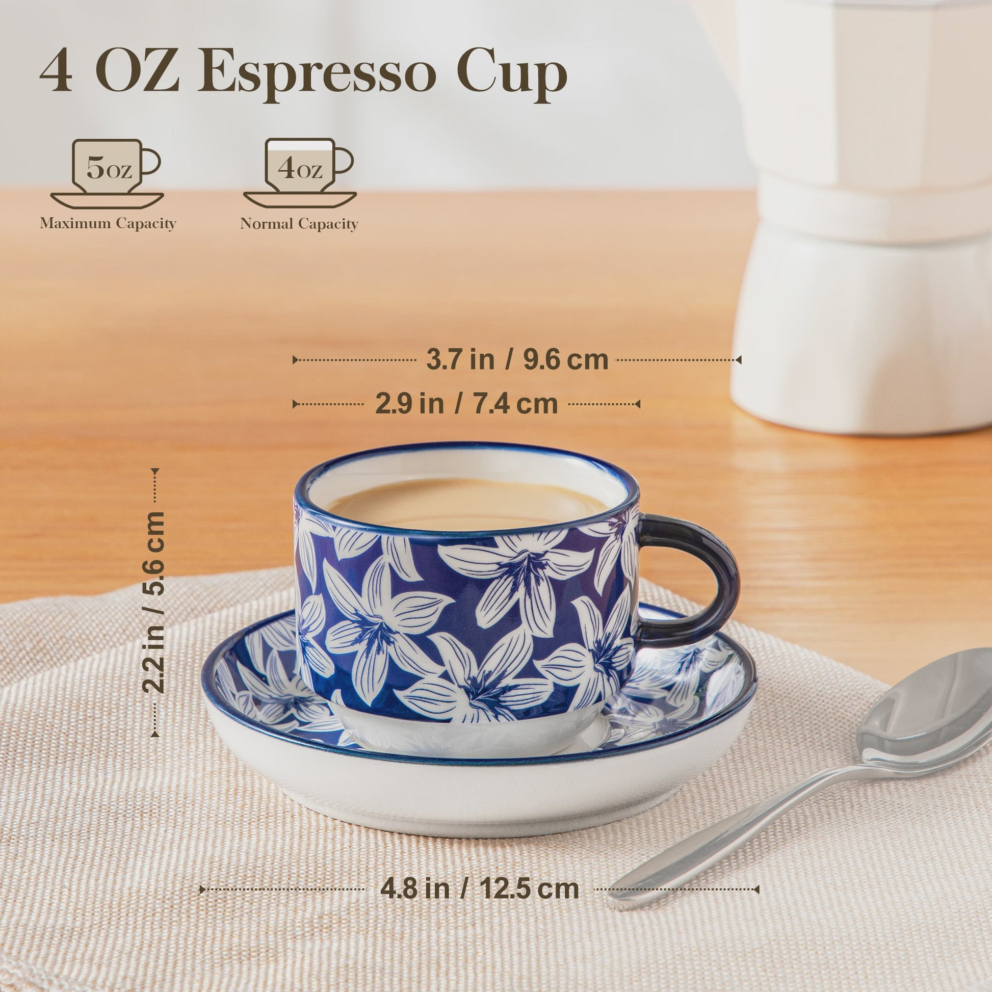 Vancasso Porseleinen Espressokopjes Set met Schoteltjes en Metalen Standaard (6/12 stuks)
