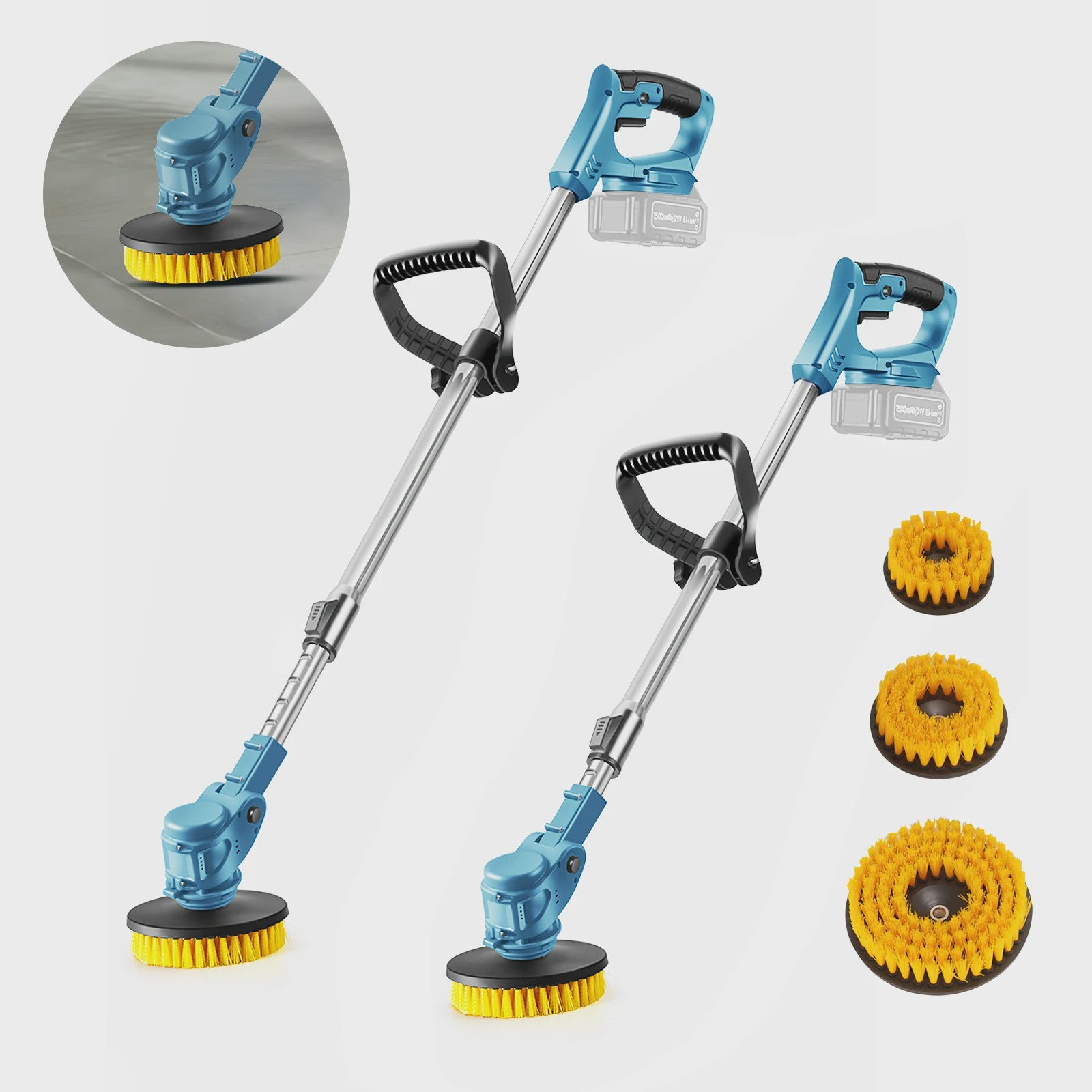Draadloze Spin Scrubber: 800W Elektrische Schoonmaakborstel met Telescoopsteel & 21V Batterij