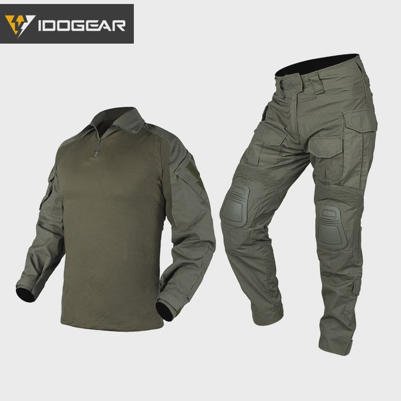 IDOGEAR G3 Combat Uniform Set Heren - Tactische Kleding Set met Broek en Shirt - Zwart/Ranger Groen