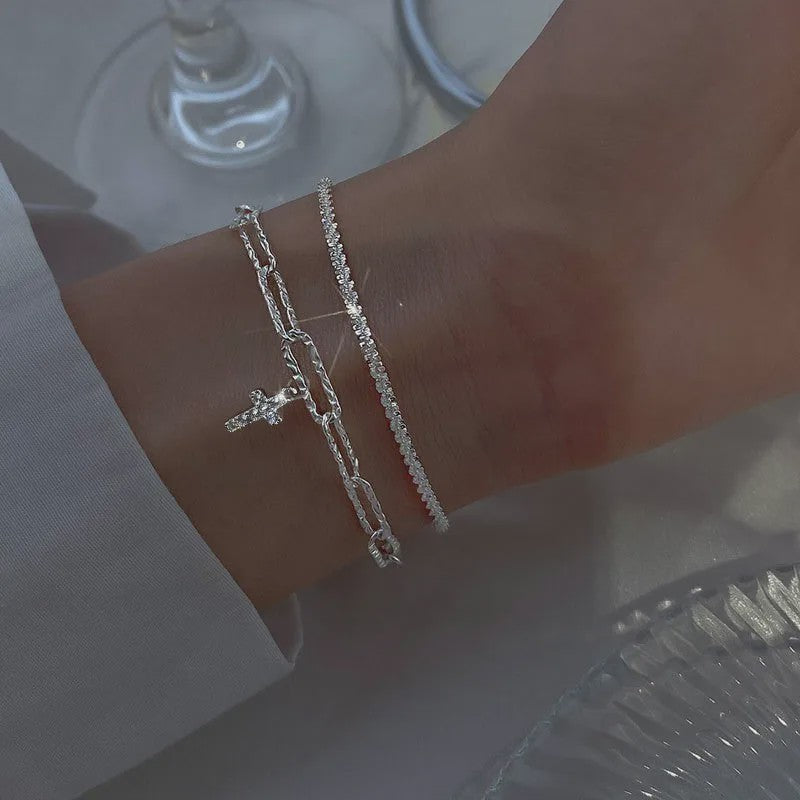 Set van 4 Luxe Armbanden met Groene Edelstenen en Strass - Stijlvolle Sieraden voor Dames