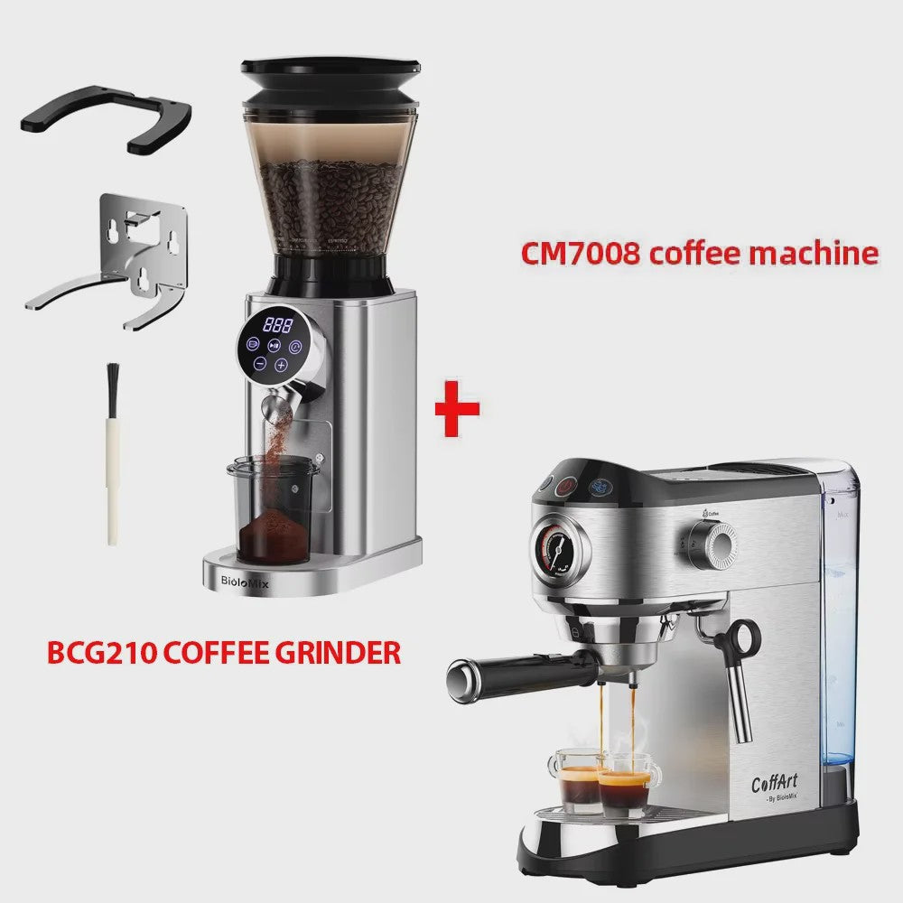 BioloMix Professionele Koffiemolen met 48 Instellingen en Timer voor Espresso, Filterkoffie & French Press