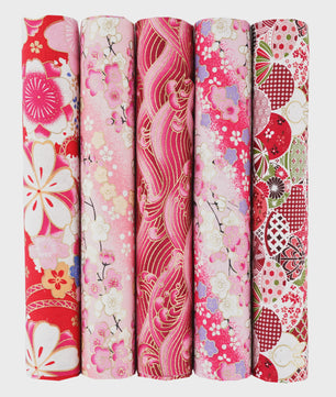 5x Japanse Katoen Stofjes Bundel - 25x25cm of 50x50cm - Patchwork & Quilt