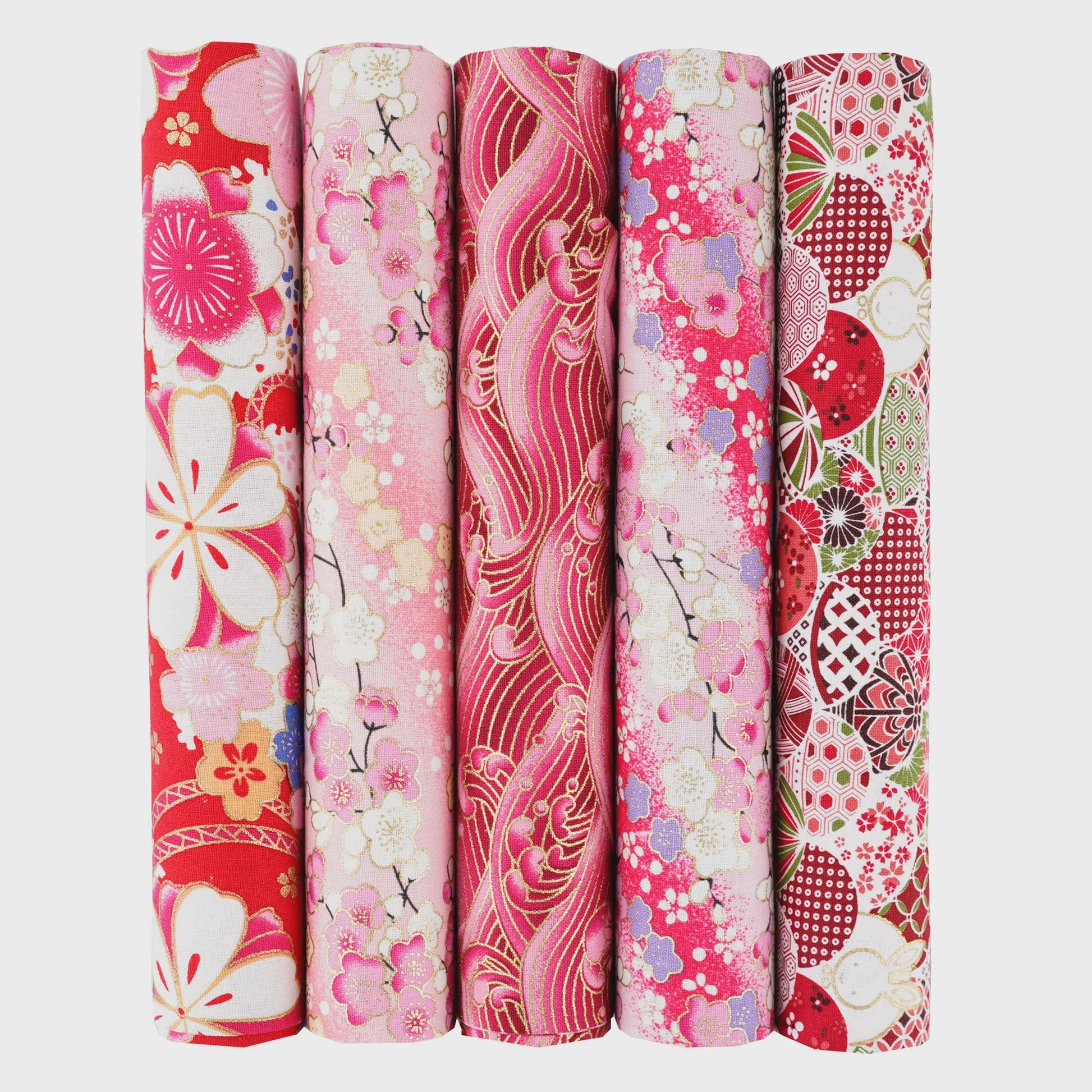 5x Japanse Katoen Stofjes Bundel - 25x25cm of 50x50cm - Patchwork & Quilt