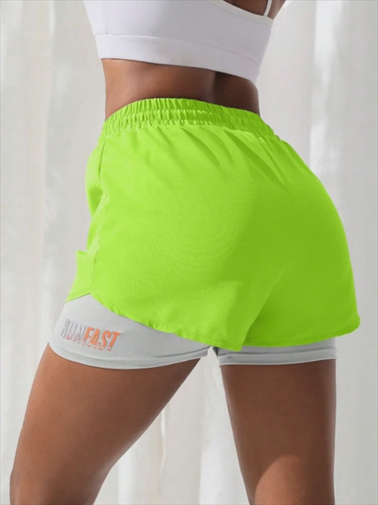 Dames High Waist Yoga Shorts met Ingebouwde Legging - Comfort & Stijl voor Sport