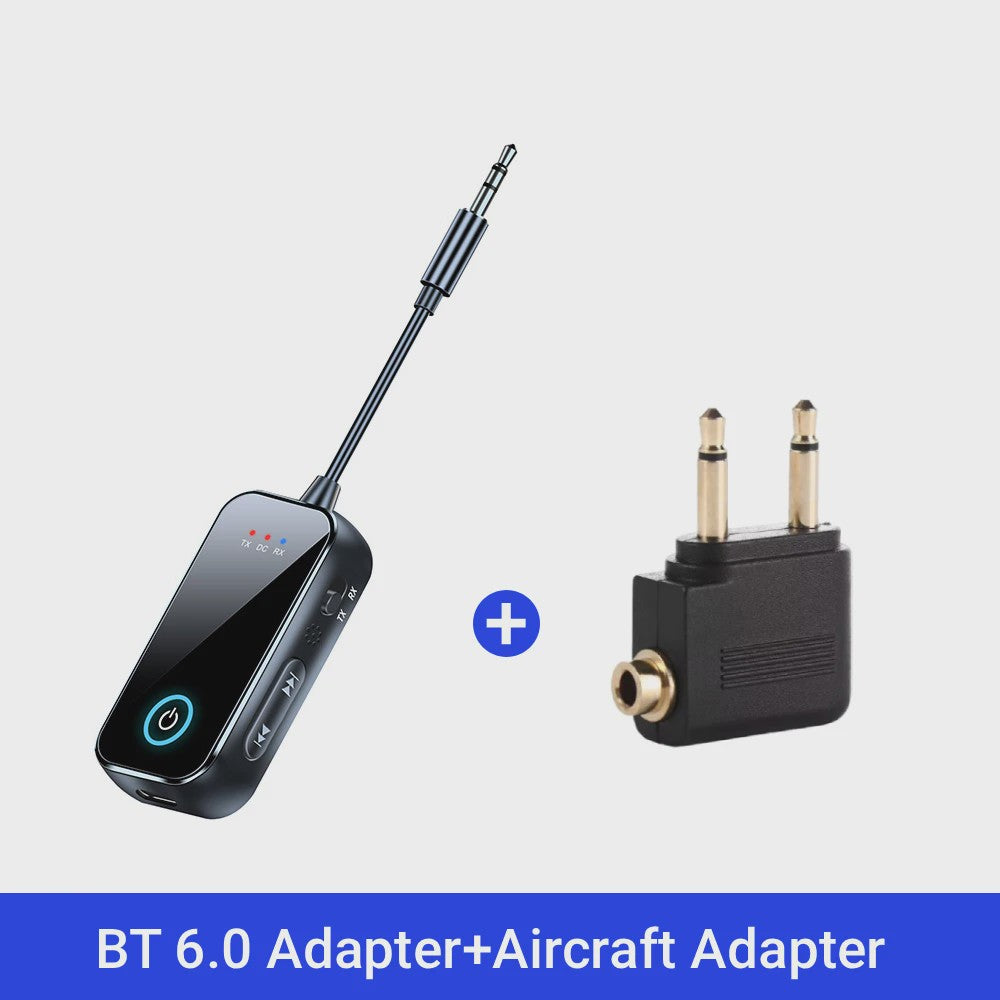 Bluetooth 6.0 Audio Zender & Ontvanger (2-in-1) met Microfoon - Draadloze AUX Adapter voor Auto, TV, PC