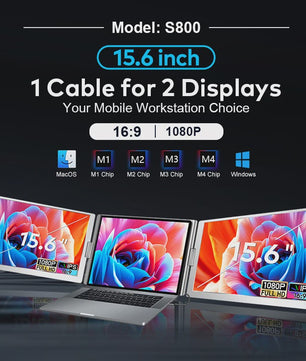 14-inch Draagbare Dual Laptop Monitor - Full HD Uitbreidbaar Scherm voor Productiviteit